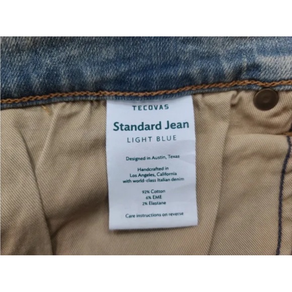 Tecovas Jeans Standard Straight Leg Light Blue Wash Stretch Denim 40X34 Mens NEW - Picture 5 of 10